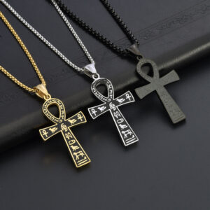 Wholesale Vintage symbol cross pendant titanium steel necklace