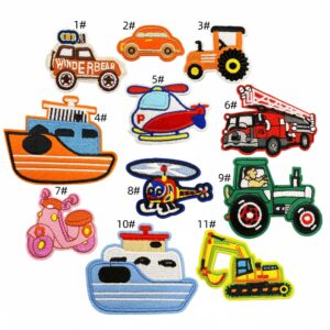Cartoon car fabric patch set of 11