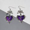 Wholesale Dark Blood-Colored Heart-Shaped Rose Bow Thorn Gothic Earrings
