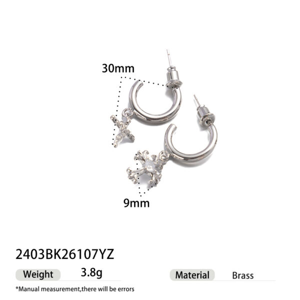Wholesale Circular Cross Zircon Earrings