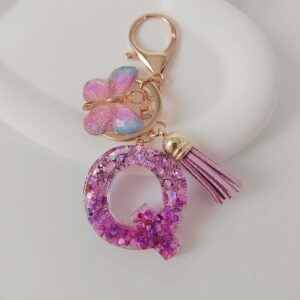 Purple letters-q / Purple letter keychain pendant