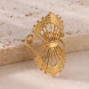 Wholesale Gold Stainless Steel Fashionable Lip-Shaped Flower Ring