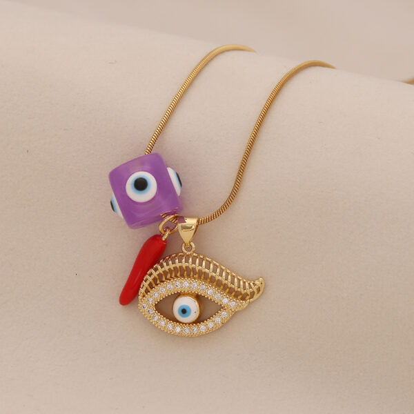 Wholesale Devil's Eye Necklace Retro Lips Pepper Titanium Steel Clavicle Chain