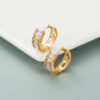 Wholesale Colored zircon brass gold-plated earrings