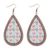 Wholesale Color Flower Arrow Painted Water Drop Pendant Wooden Bohemian Earrings