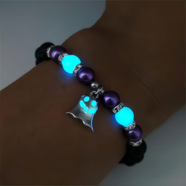 Wholesale Halloween Glow-in-the-Dark Little Ghost Natural Volcanic Stone Ghost Bracelet