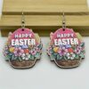 Wholesale Easter Flower Basket Rabbit Printed Easter E Wooden Earrings