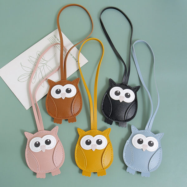 Wholesale PU leather stuffed owl keychain