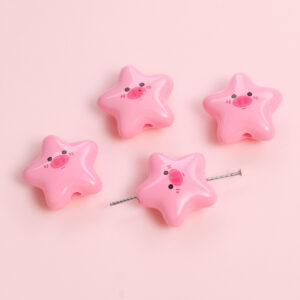 Five-pointed star 22x 20mm aperture about 2.5mm pink / 2/bag