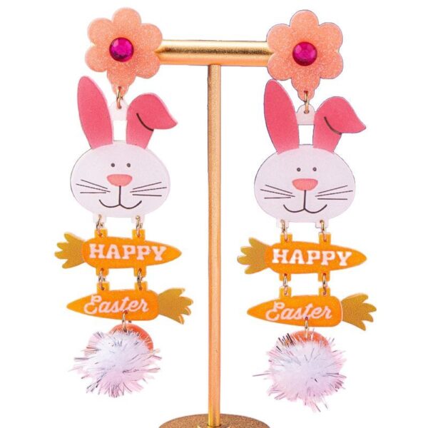 Wholesale Easter Pink Purple Rabbit Easter Egg Acrylic Earrings