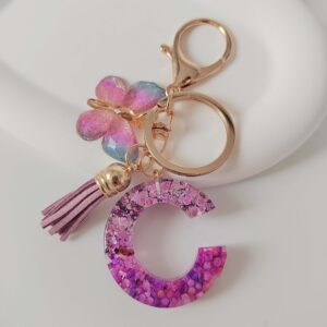Purple letters-c / Purple letter keychain pendant