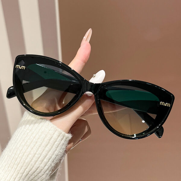 Wholesale Light Luxury Butterfly-Shaped Large Frame, Slimming and High-End Two-Color Temple Sunglasses