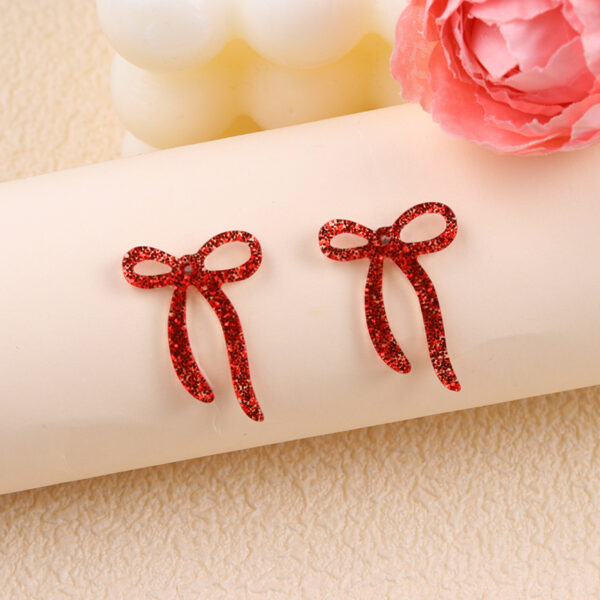 Wholesale Valentine's Day Glitter Multicolor Bow Acrylic Earrings
