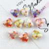 Wholesale 10pcs double-sided printed oil painting style flower love acrylic beads