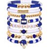 Wholesale 8pcs rugby multi-layer stackable bracelet