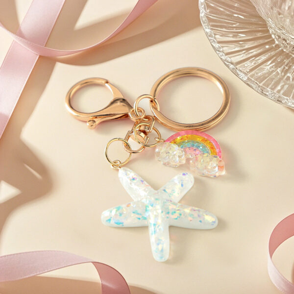 Wholesale Colorful Starfish Keychain Creative Ocean Girl Pendant