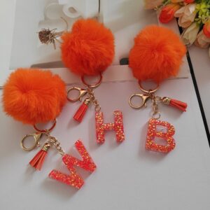 Wholesale Red A-Z letter ball pendant letter keychain