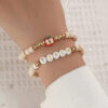 Wholesale Letter Teacher's Day Soft Ceramic Apple Layered Bracelet Set