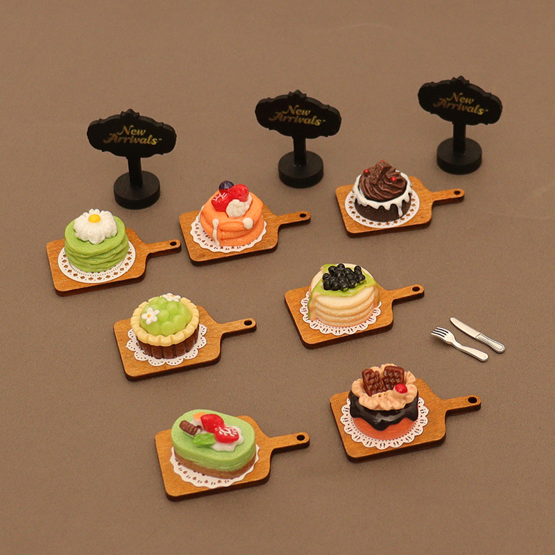 Wholesale Miniature food toy cake tray knife and fork model Doll Aessories