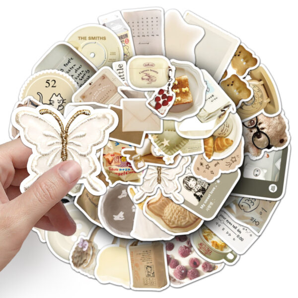 Wholesale 50 oatmeal latte ins wind graffiti stickers small fresh dessert decoration cup mobile phone notebook DIY stickers