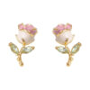Wholesale Enamel drip glazed micro inlaid zircon rose silver needle earrings