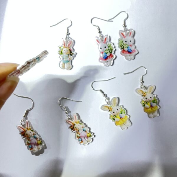 Wholesale Pink Rabbit Cartoon Valentine's Day Acrylic Earrings