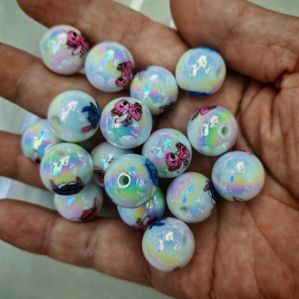 Wholesale 10pcs Color Plated Cartoon Round Acrylic Beads OLY Exclusive