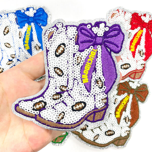 Wholesale Colorful bow boot sequin embroidery DIY Patches