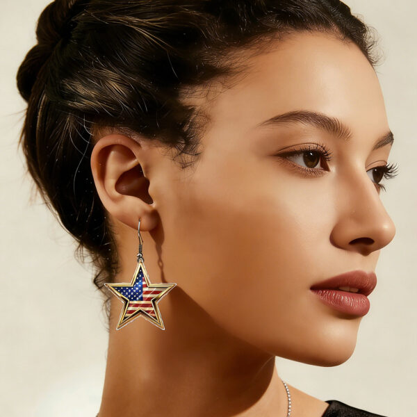 Wholesale Red White and Blue Flag Star Pendant Acrylic Earrings