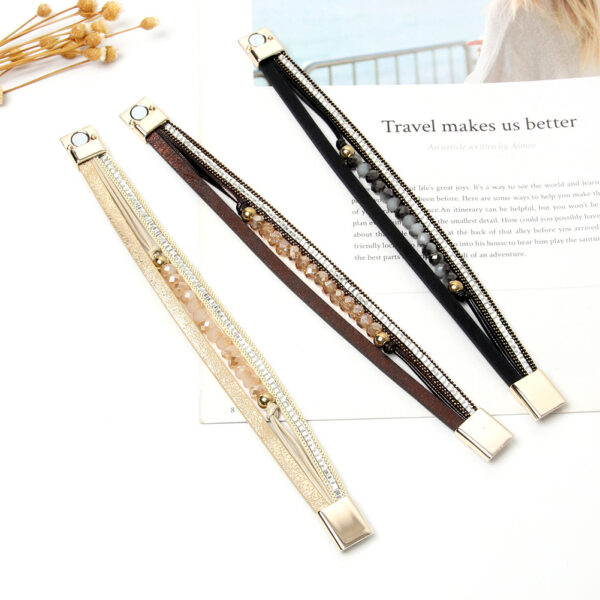 Wholesale Bohemian style multi-layered diamond-encrusted bracelet