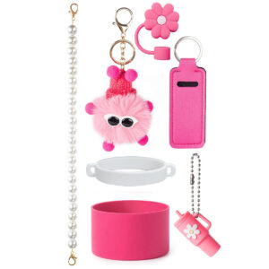 Rose red-pearl chain / 7-piece set (excluding cups)