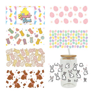 Wholesale UV transfer sticker glass crystal label Crystal sticker 16oz glass cup 23cmX11cm