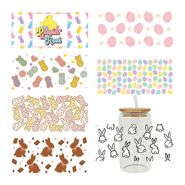 Wholesale UV transfer sticker glass crystal label Crystal sticker 16oz glass cup 23cmX11cm