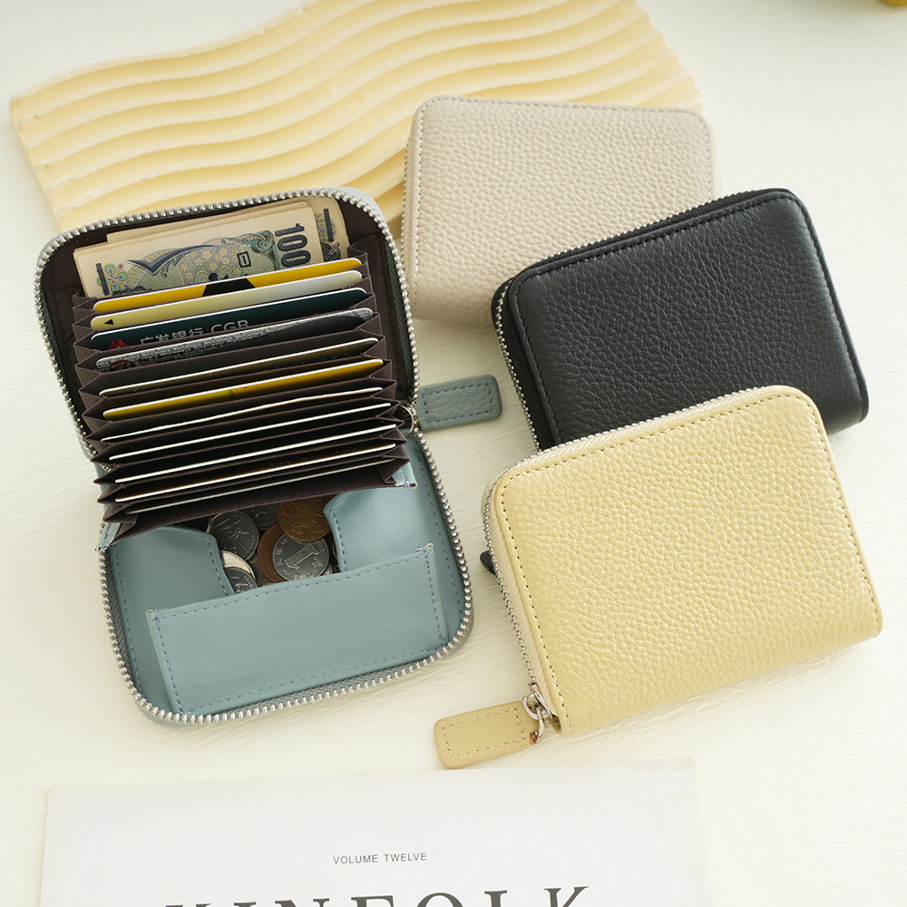 Wholesale Anti theft brush leather integrated multifunctional organ card bag