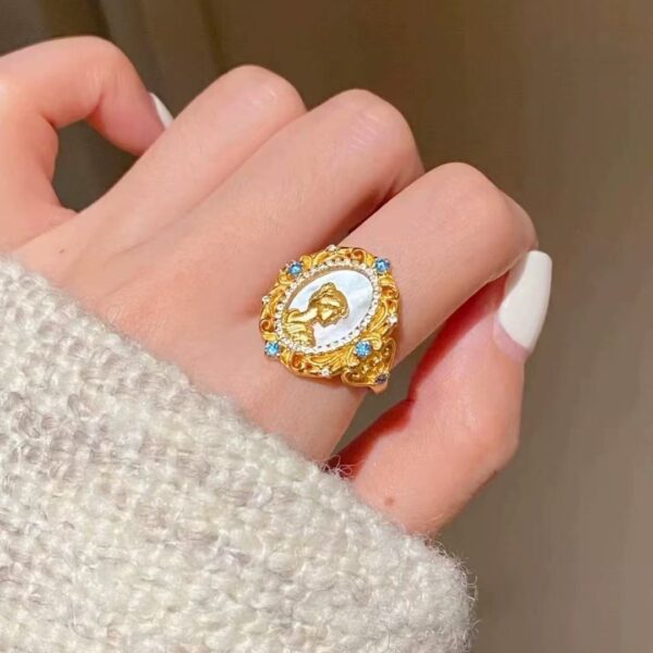 Wholesale Goddess Mother of pearl relief ring