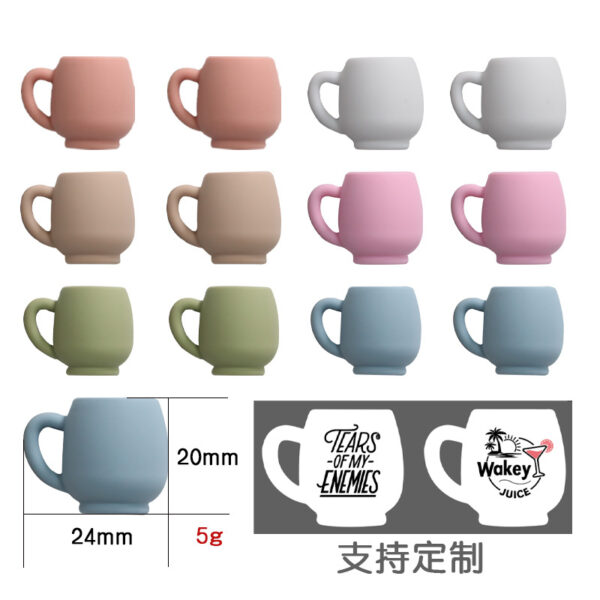 Wholesale 10pcs Three-dimensional Cup Creative Baby Teething Round Beads DIY Accessories Silicone Printed Beads