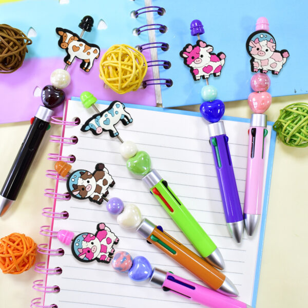 Wholesale 100pcs cartoon colorful cow pen bead accessories DIY soft rubber beads