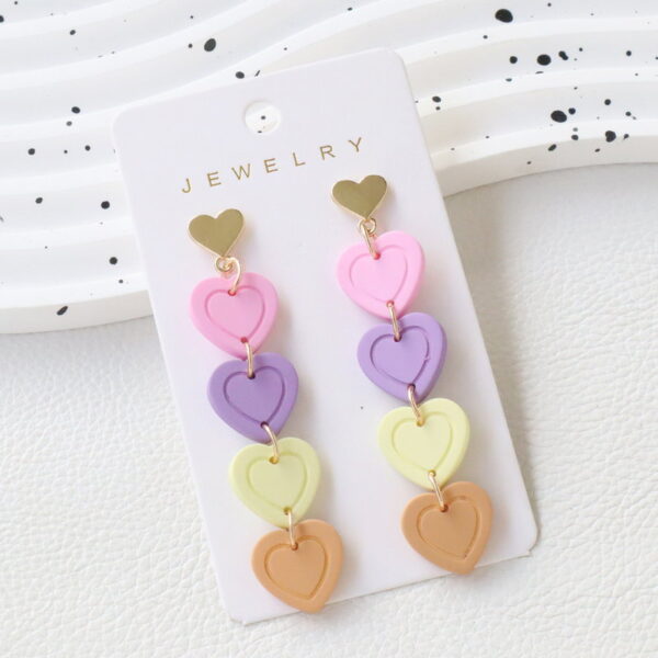 Wholesale Valentine's Day Long Heart Earrings, Colorful Acrylic Earrings