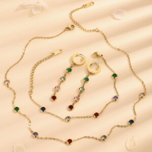 Wholesale Luxury Color Treasure Necklace Bracelet Earrings Set