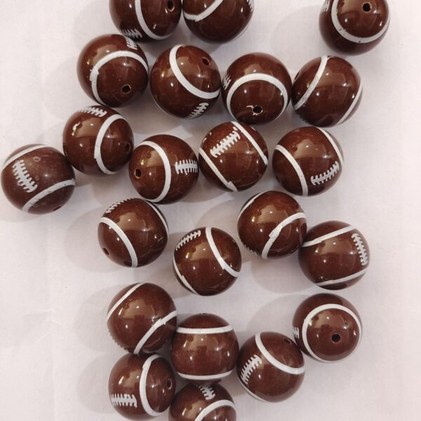 Wholesale 5pcs 20MM Brown Rugby Printed Beads
