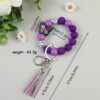 Wholesale Butterfly Pendant Beaded Keychain Solid Color Silicone Wooden Keychain