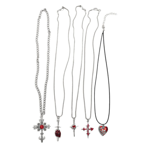 Wholesale Punk retro inlaid zircon cross pendant necklace