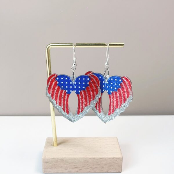 Wholesale Independence Day Flag Red Blue Sunflower Love Earrings