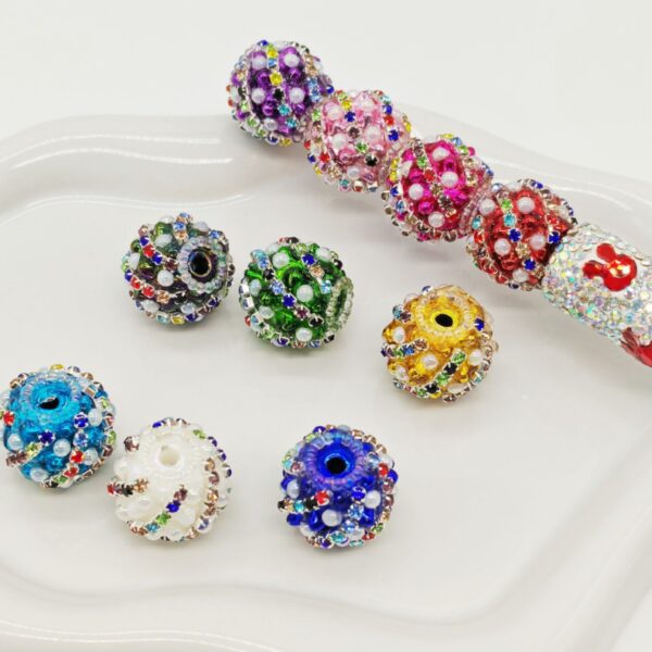 Wholesale 10pcs drill ball colored straight hole beads