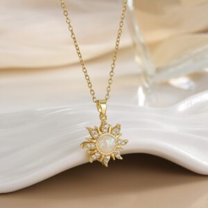 white sun necklace