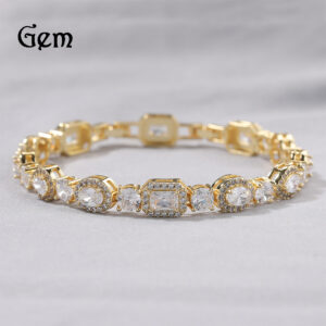 Wholesale Geometric shaped copper inlaid zircon bracelet