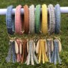 Wholesale Punk denim leather wristband tassel wooden pendant Wristlet Keychain