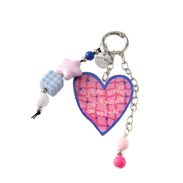 Wholesale Dopamine plaid heart-shaped letter bead star keychain