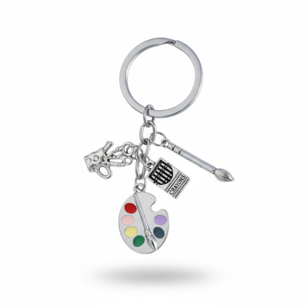 Wholesale Oil Dripping Pencil Red Apple Drawing Board Keychain Five-section Chain