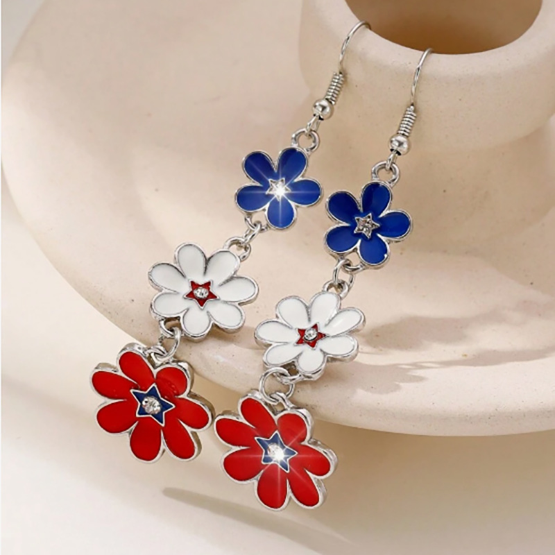 Wholesale Independence Day Multicolored Flower oplet Earrings